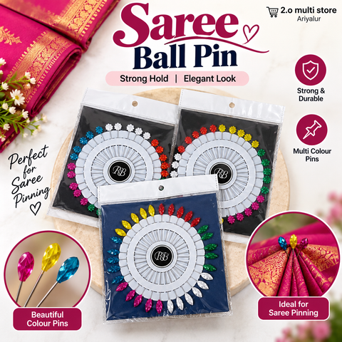 Saree Ball Pin | Decorative Multi-Colour Saree Pin for Saree Draping