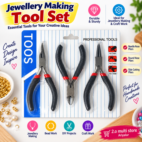 Jewellery Making Tool Set | 3-Piece Pliers Set for Jewellery & Craft Work