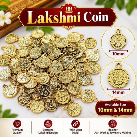Lakshmi coin pendant 10mm and 14mm for Aari work, blouse decoration and jewellery making