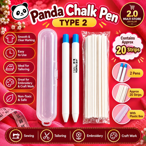Panda Chalk Pen Type 2 with 20 chalk strips for tailoring and fabric marking