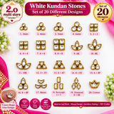 White kundan stones -Combo (20 shapes)