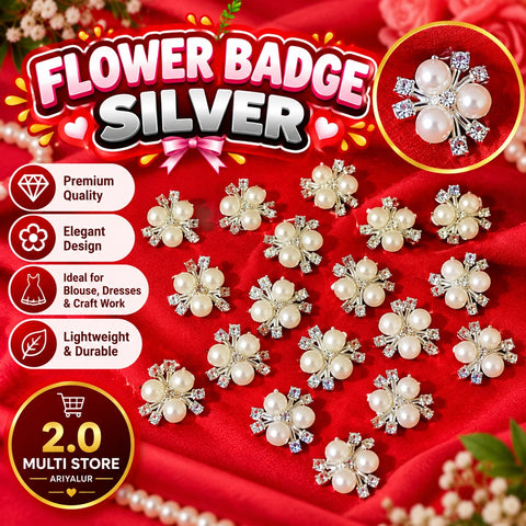 Flower badge-silver