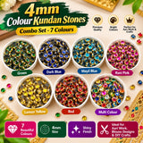 Combo Set - 4mm Round Colour Kundan Stones