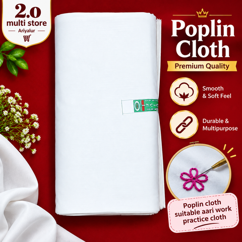 Poplin cloth ( Premium 1st quality)- half white colour