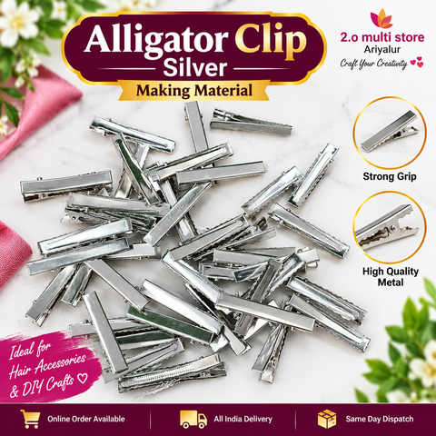 Silver alligator clip making material for hair accessories and DIY crafts